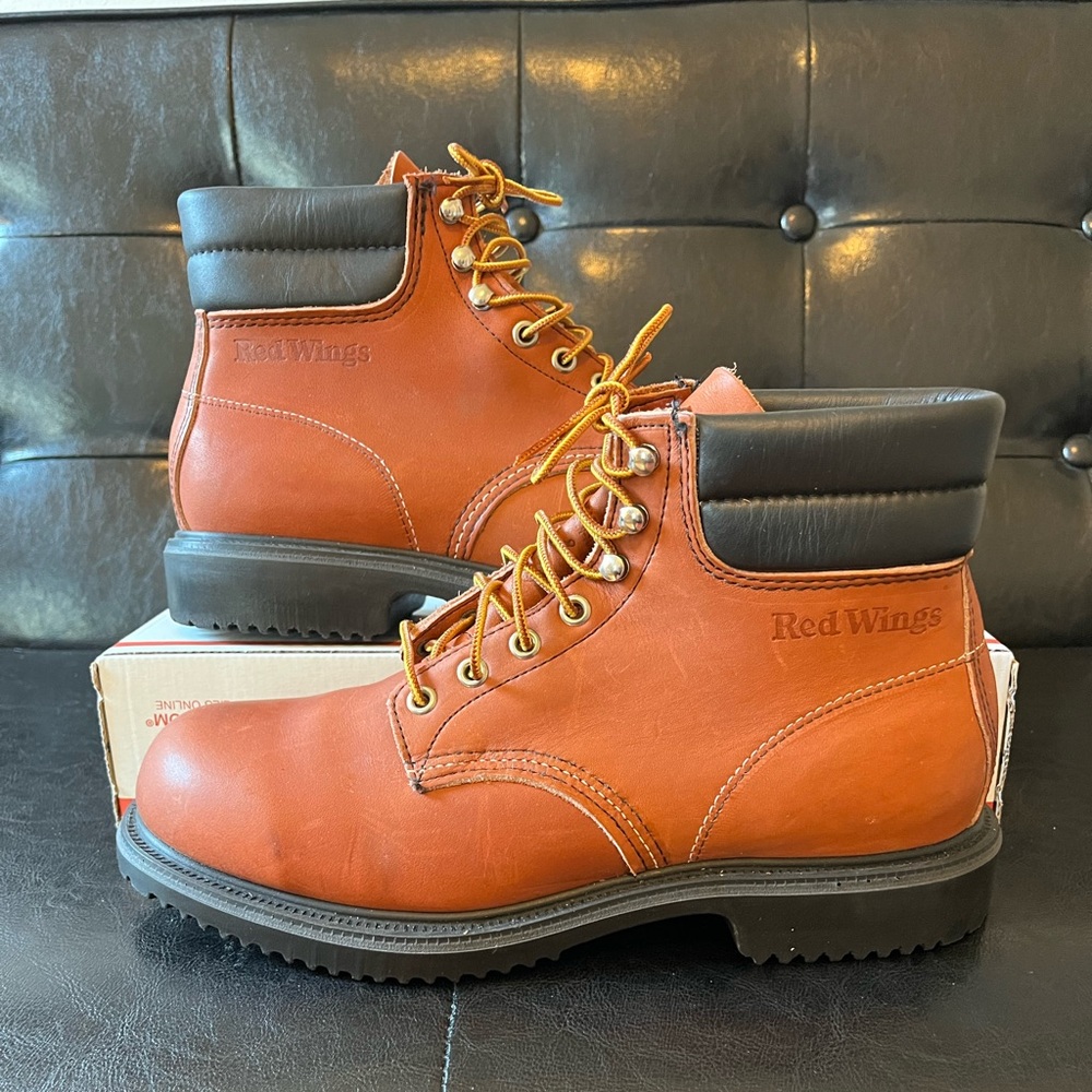 Vintage Red Wing 2245 6” Made in USA Steel Toe Brown Boots Sz 8D NWOT